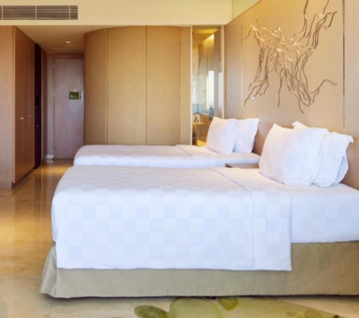 享受渡假村內設施→海豚公園與海豚近距離互動 (拍照、餵食、贈送照片電子檔一張)→港式料理吃到飽→夜遊庫塔市區